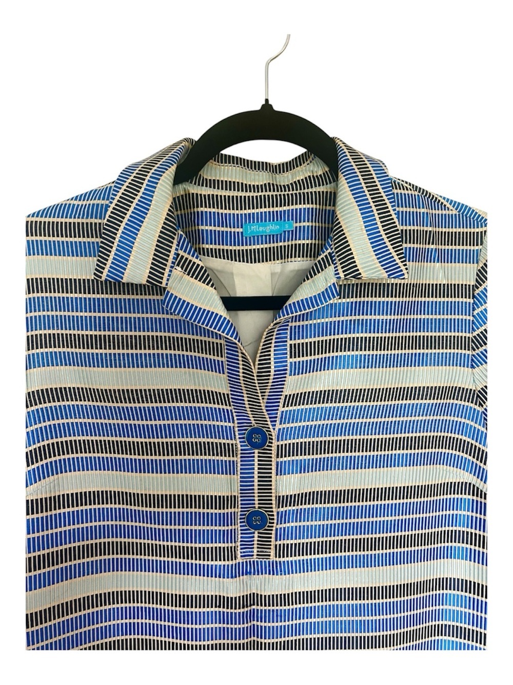 J. McLaughlin Collared Blue Striped Metal Button Dress Size S - Picture 7 of 11